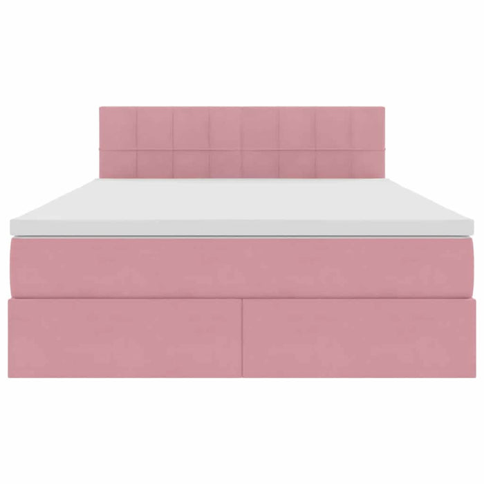 Pat cu lumini cu bandă LED Roz 140 x 200 cm Catifea - WALTI WALTI