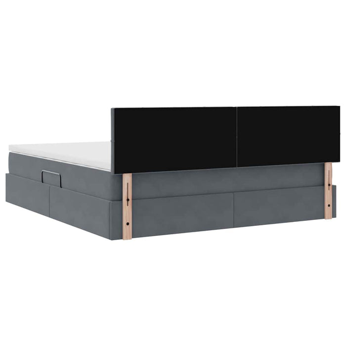 Pat cu lumini cu bandă LED Gri închis 160 x 200 cm Catifea - WALTI WALTI