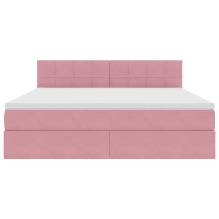 Pat cu saltea și LED cu saltea cu led Roz 160 x 200 cm Catifea - WALTI WALTI