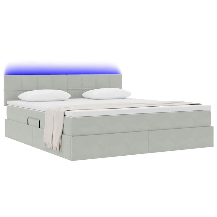 Pat cu lumini cu bandă LED Gri deschis 180 x 200 cm Catifea - WALTI WALTI