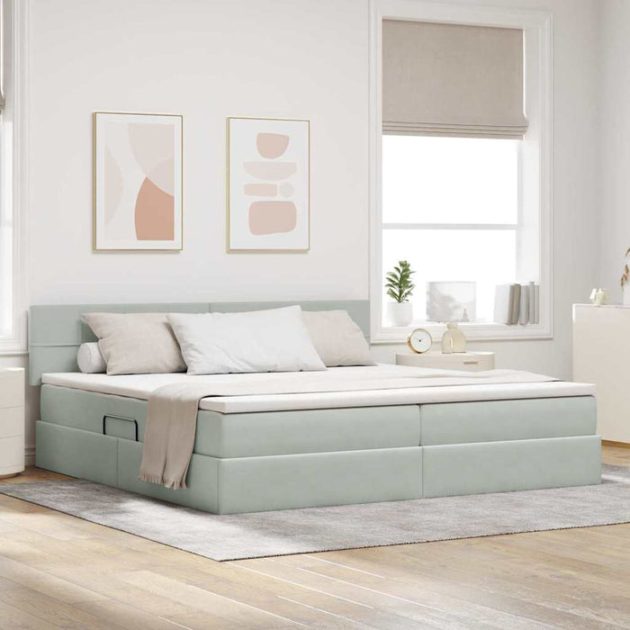 Pat cu lumini cu bandă LED Gri deschis 200 x 200 cm Catifea - WALTI WALTI