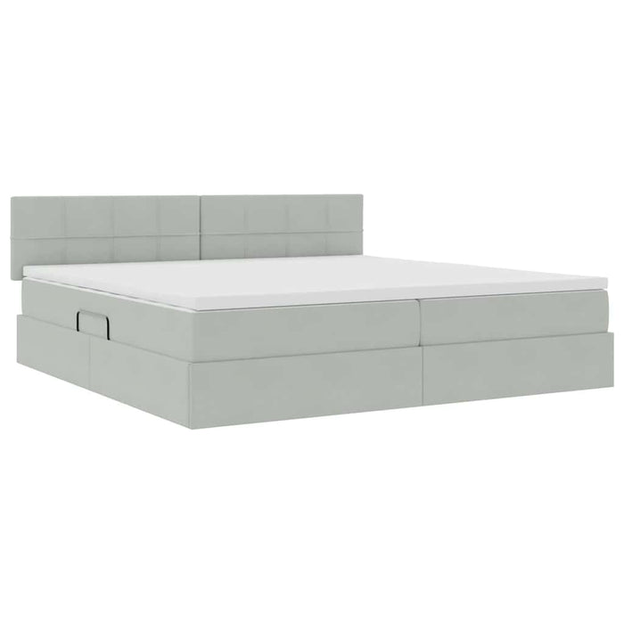 Pat cu lumini cu bandă LED Gri deschis 200 x 200 cm Catifea - WALTI WALTI