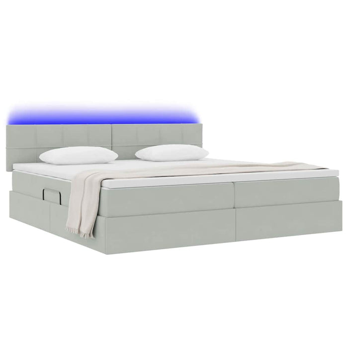 Pat cu lumini cu bandă LED Gri deschis 200 x 200 cm Catifea - WALTI WALTI