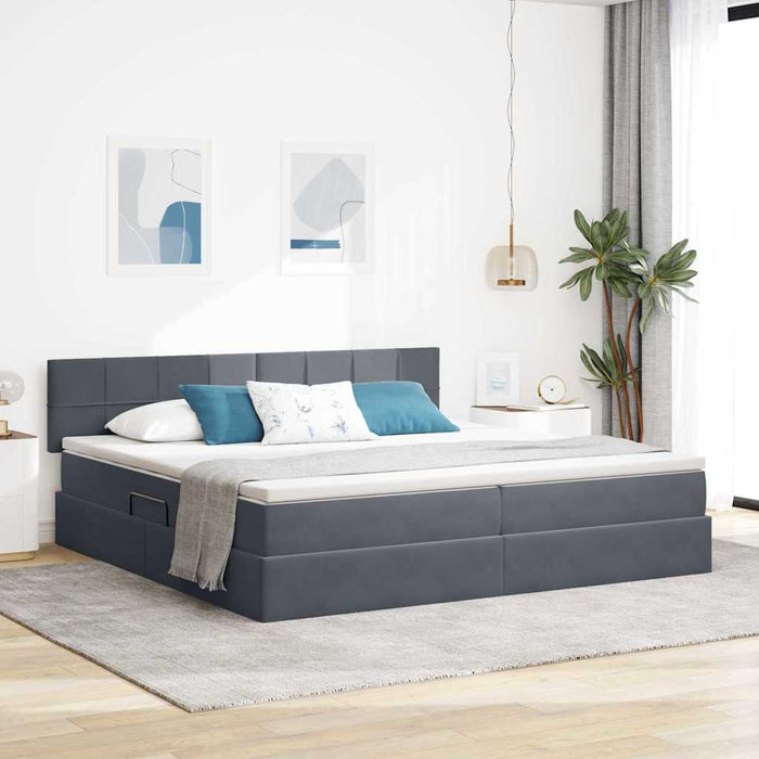 Pat cu lumini cu bandă LED Gri închis 200 x 200 cm Catifea - WALTI WALTI