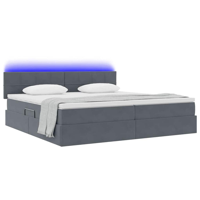 Pat cu lumini cu bandă LED Gri închis 200 x 200 cm Catifea - WALTI WALTI