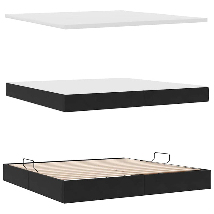 Pat cu lumini cu bandă LED Negru 200 x 200 cm Catifea - WALTI WALTI