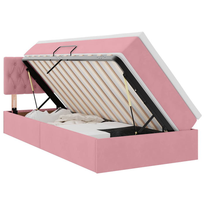 Pat cu saltea și LED cu saltea cu led Roz 90 x 190 cm Catifea - WALTI WALTI