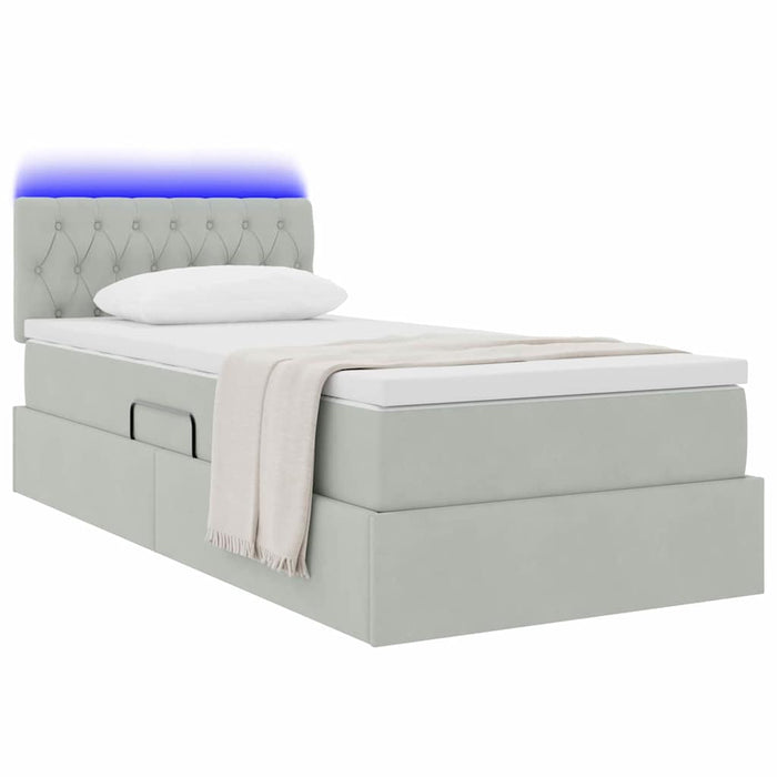 Pat cu saltea și LED cu saltea Gri deschis 90 x 200 cm Catifea - WALTI WALTI