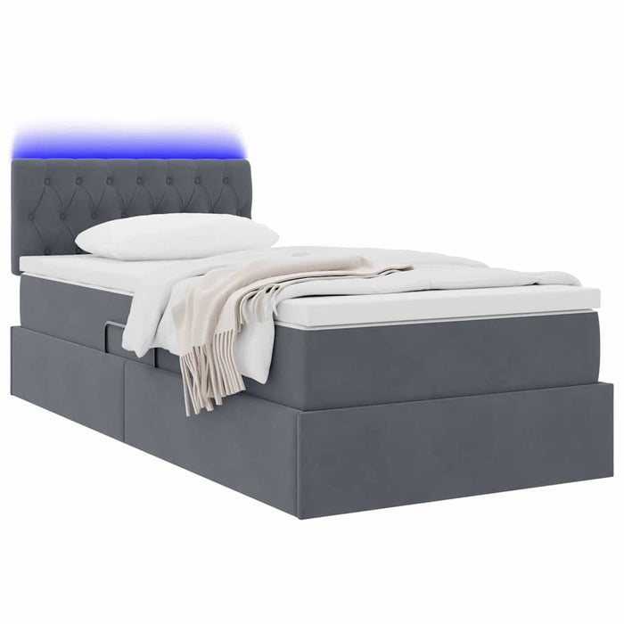 Pat cu saltea și LED cu saltea Gri închis 90 x 200 cm Catifea - WALTI WALTI