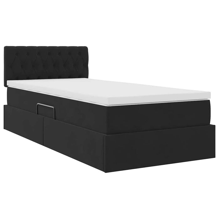 Pat cu saltea și LED cu saltea cu led Negru 90 x 200 cm Catifea - WALTI WALTI