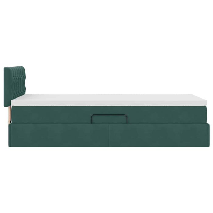 Pat cu saltea și LED cu saltea Verde închis 90 x 200 cm Catifea - WALTI WALTI