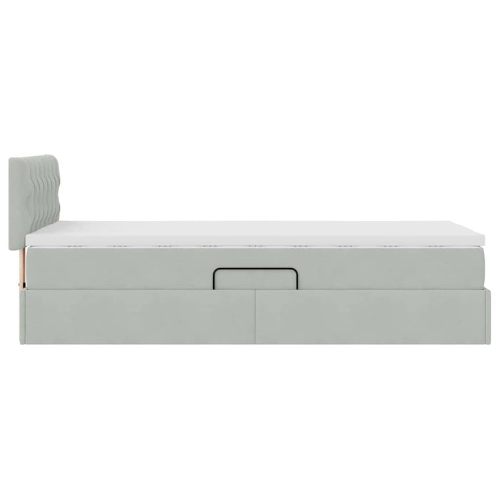 Pat cu saltea și LED cu saltea Gri deschis 100 x 200 cm Catifea - WALTI WALTI