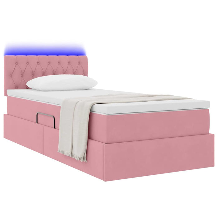Pat cu saltea și LED cu saltea cu led Roz 100 x 200 cm Catifea - WALTI WALTI