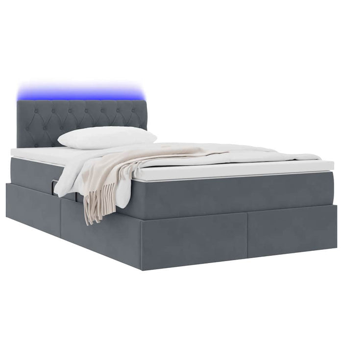 Pat cu saltea și LED cu saltea Gri închis 120 x 190 cm Catifea - WALTI WALTI