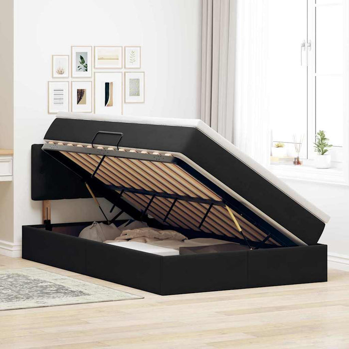 Pat cu saltea și LED cu saltea Negru 120 x 190 cm Catifea - WALTI WALTI