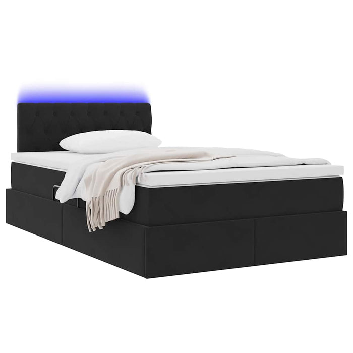 Pat cu saltea și LED cu saltea Negru 120 x 190 cm Catifea - WALTI WALTI