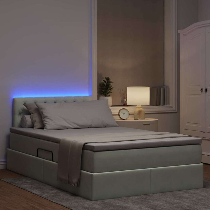 Pat cu lumini cu bandă LED Gri deschis 120 x 200 cm Catifea - WALTI WALTI