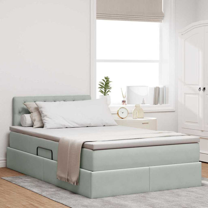 Pat cu lumini cu bandă LED Gri deschis 120 x 200 cm Catifea - WALTI WALTI