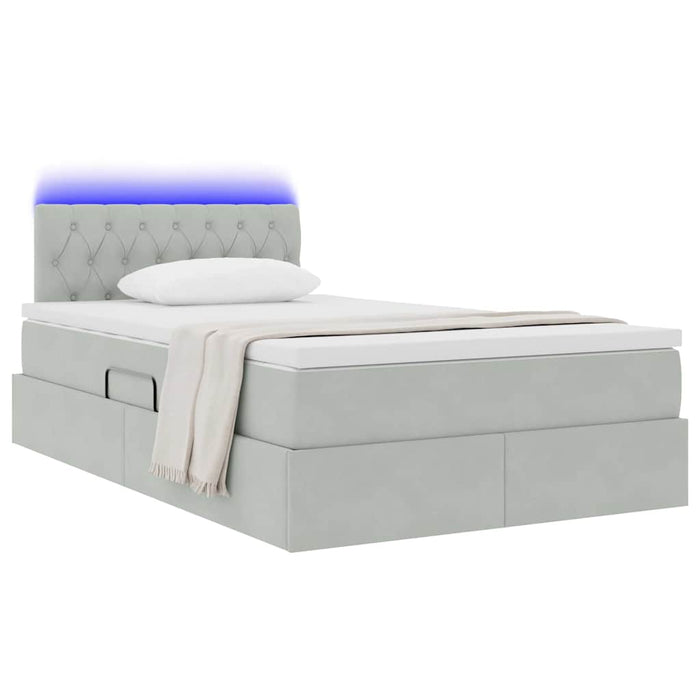 Pat cu lumini cu bandă LED Gri deschis 120 x 200 cm Catifea - WALTI WALTI