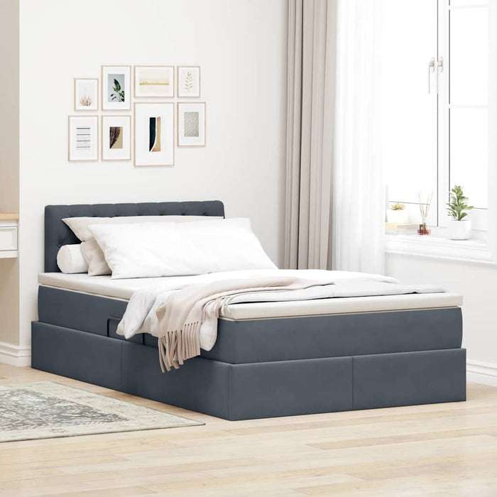 Pat cu lumini cu bandă LED Gri închis 120 x 200 cm Catifea - WALTI WALTI
