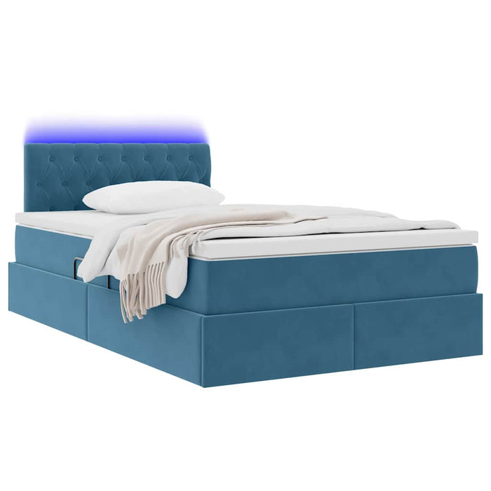 Pat cu lumini cu bandă LED Albastru închis 120 x 200 cm Catifea - WALTI WALTI