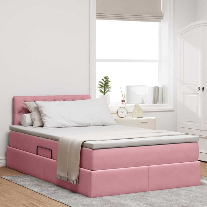 Pat cu saltea și LED cu saltea Roz 120 x 200 cm Catifea - WALTI WALTI