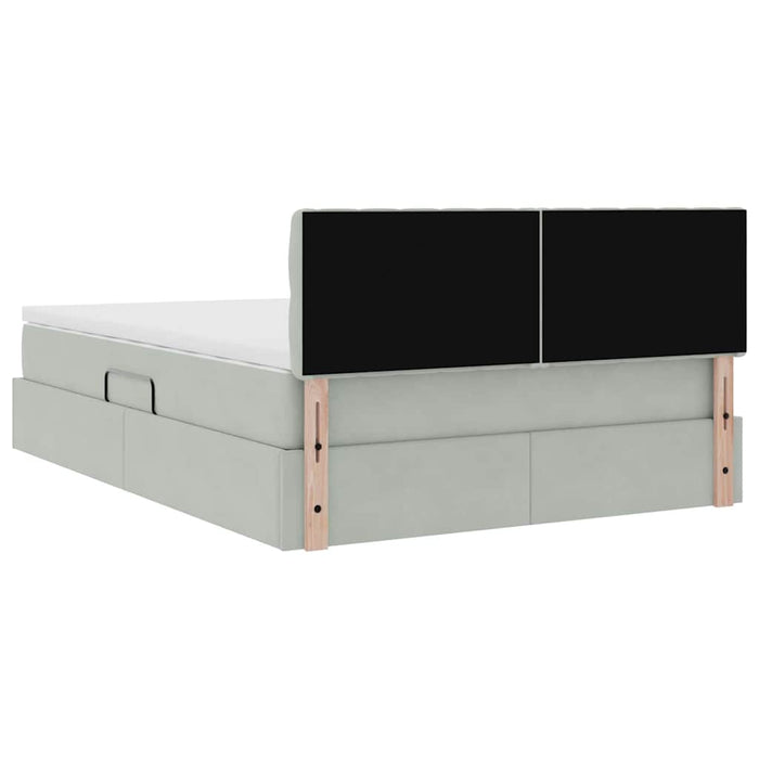 Pat cu lumini cu bandă LED Gri deschis 140 x 190 cm Catifea - WALTI WALTI