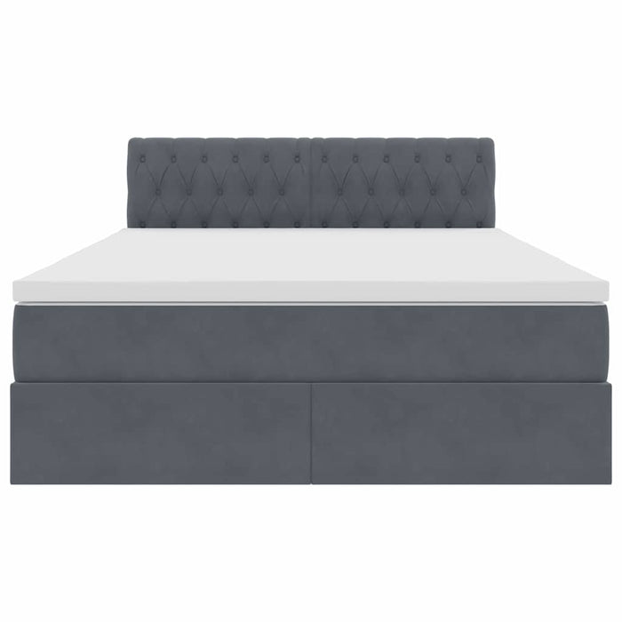 Pat cu lumini cu bandă LED Gri închis 140 x 190 cm Catifea - WALTI WALTI