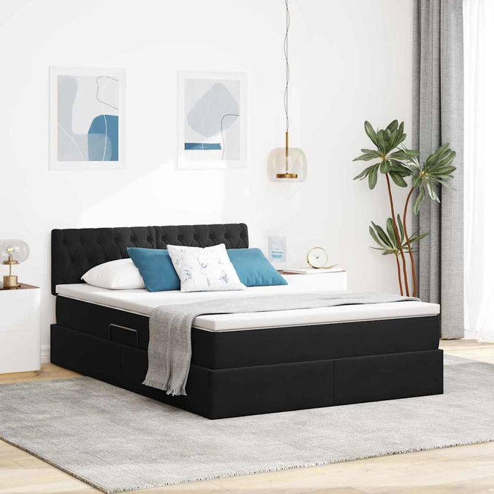 Pat cu lumini cu bandă LED Negru 140 x 190 cm Catifea - WALTI WALTI