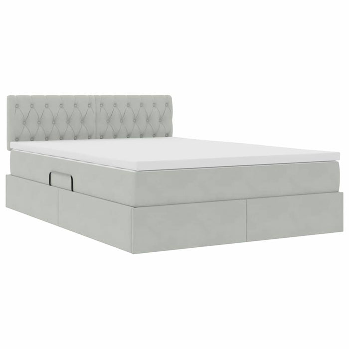 Pat cu lumini cu bandă LED Gri deschis 140 x 200 cm Catifea - WALTI WALTI