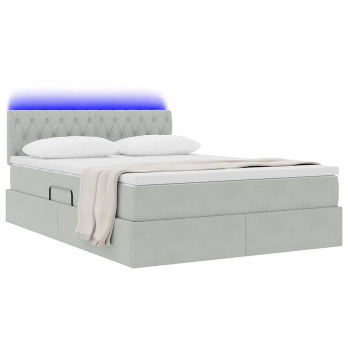Pat cu lumini cu bandă LED Gri deschis 140 x 200 cm Catifea - WALTI WALTI