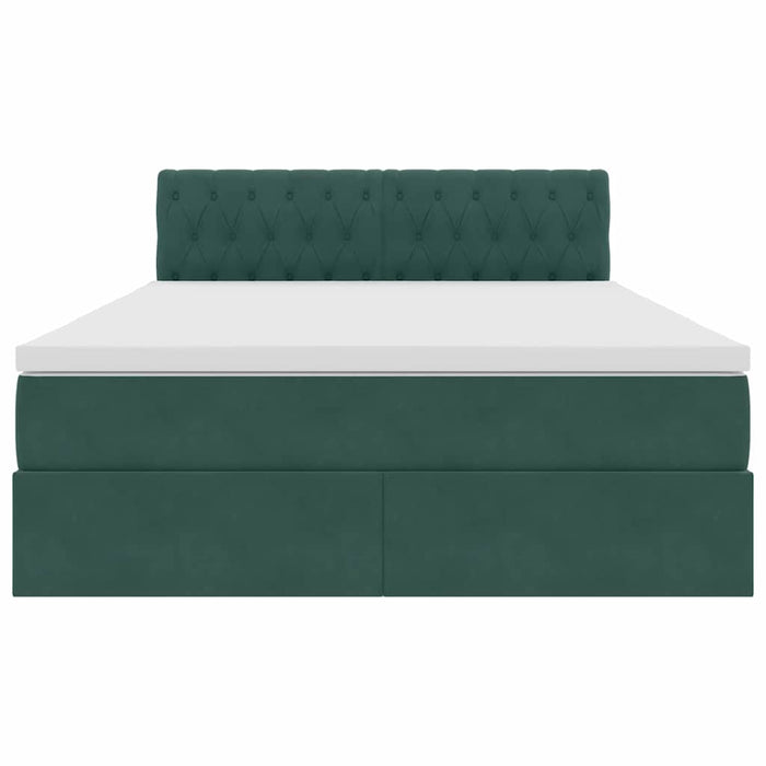 Pat cu lumini cu bandă LED Verde închis 140 x 200 cm Catifea - WALTI WALTI