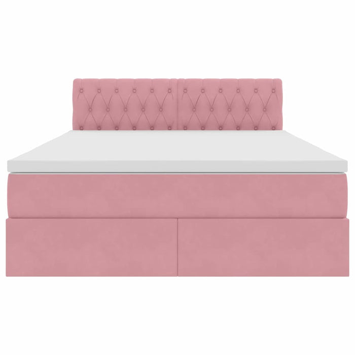 Pat cu saltea și LED cu saltea cu led Roz 140 x 200 cm Catifea - WALTI WALTI