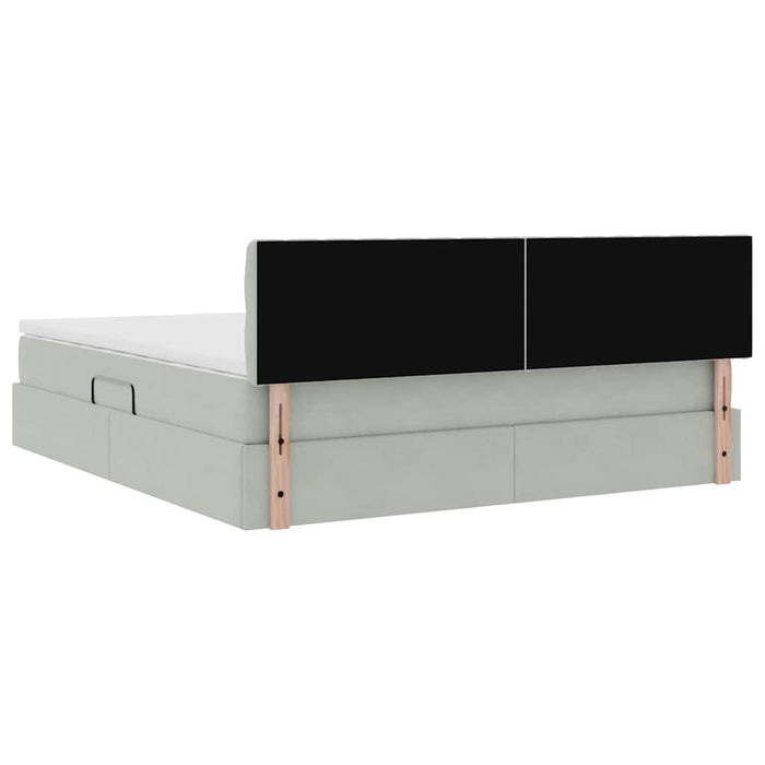 Pat cu lumini cu bandă LED Gri deschis 180 x 200 cm Catifea - WALTI WALTI