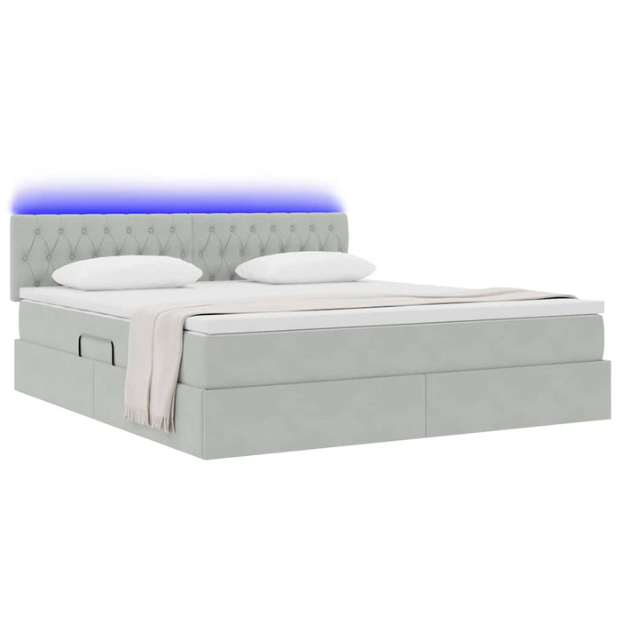 Pat cu lumini cu bandă LED Gri deschis 180 x 200 cm Catifea - WALTI WALTI