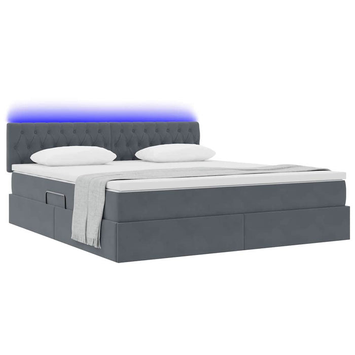 Pat cu lumini cu bandă LED Gri închis 180 x 200 cm Catifea - WALTI WALTI