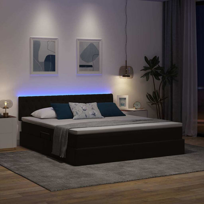 Pat cu lumini cu bandă LED Negru 180 x 200 cm Catifea - WALTI WALTI