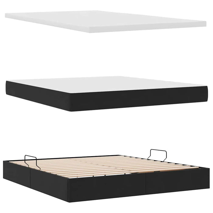 Pat cu lumini cu bandă LED Negru 180 x 200 cm Catifea - WALTI WALTI
