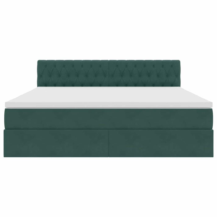 Pat cu lumini cu bandă LED Verde închis 180 x 200 cm Catifea - WALTI WALTI