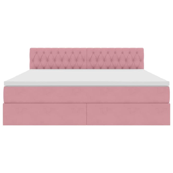 Pat cu lumini cu bandă LED Roz 180 x 200 cm Catifea - WALTI WALTI
