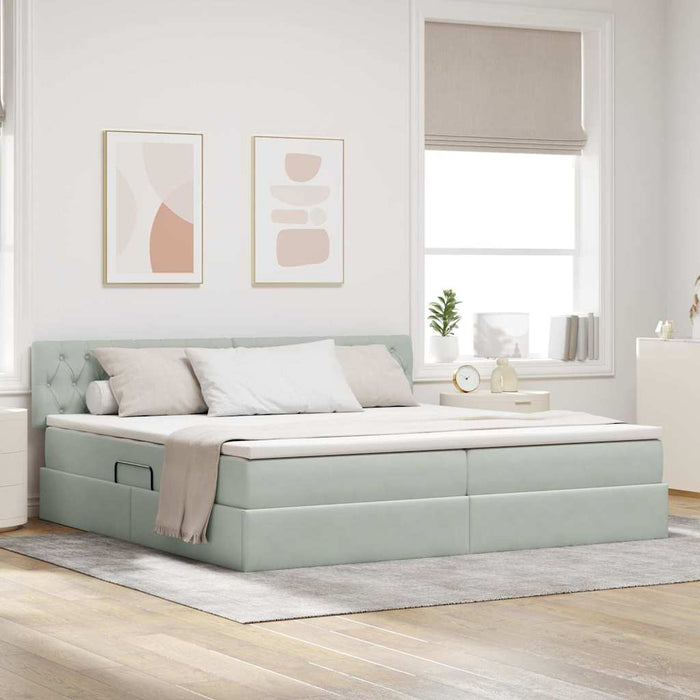 Pat cu lumini cu bandă LED Gri deschis 200 x 200 cm Catifea - WALTI WALTI
