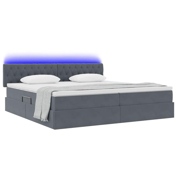 Pat cu lumini cu bandă LED Gri închis 200 x 200 cm Catifea - WALTI WALTI