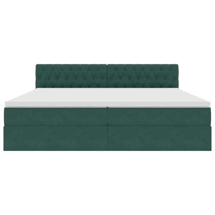 Pat cu saltea și LED cu led Verde închis 200 x 200 cm Catifea - WALTI WALTI