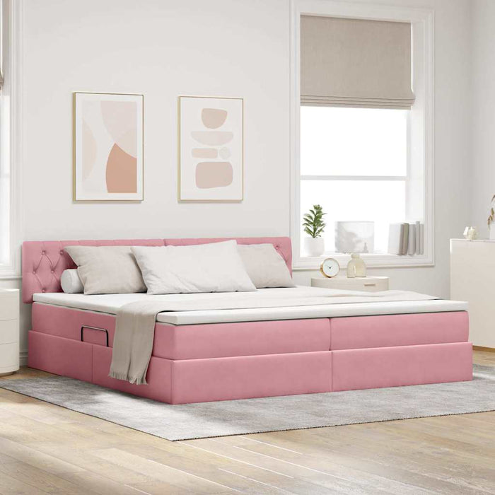 Pat cu lumini cu bandă LED Roz 200 x 200 cm Catifea - WALTI WALTI