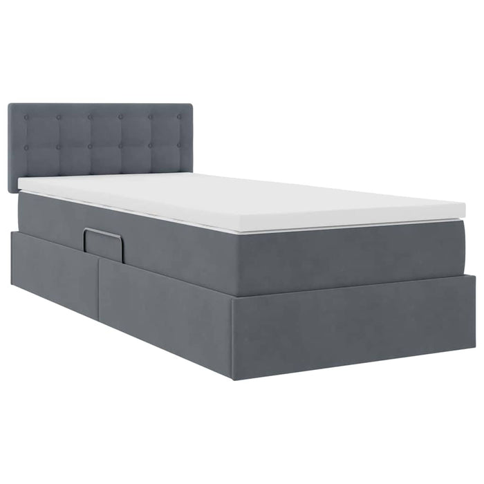 Pat cu saltea și LED cu saltea Gri închis 90 x 190 cm Catifea - WALTI WALTI