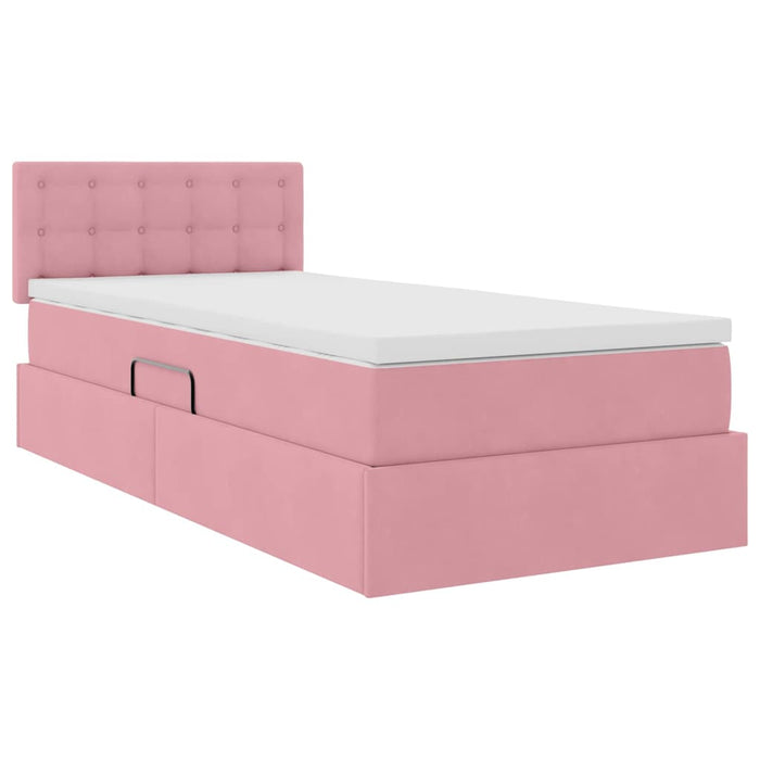 Pat cu saltea și LED cu saltea cu led Roz 90 x 190 cm Catifea - WALTI WALTI