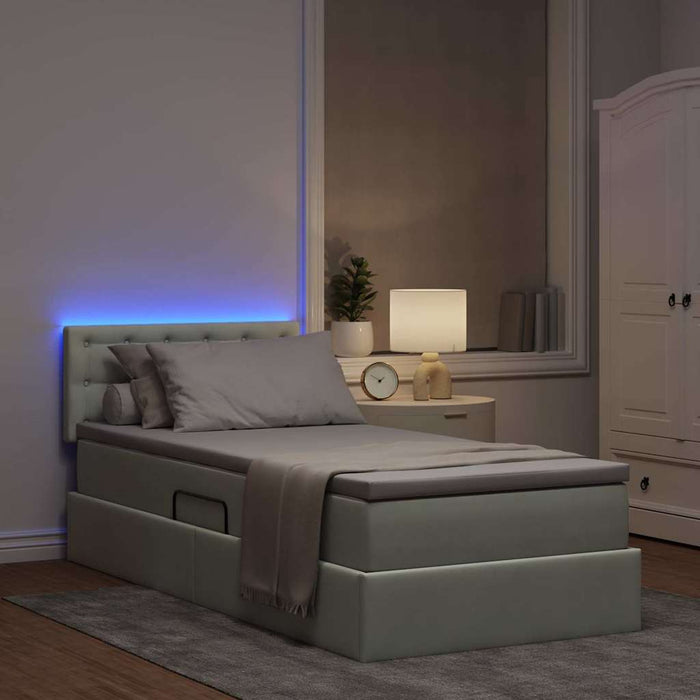 Pat cu saltea și LED cu saltea Gri deschis 90 x 200 cm Catifea - WALTI WALTI
