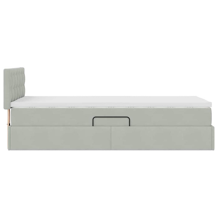 Pat cu saltea și LED cu saltea Gri deschis 90 x 200 cm Catifea - WALTI WALTI