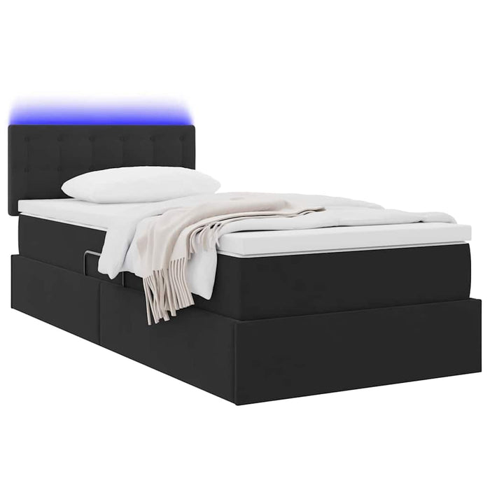Pat cu saltea și LED cu saltea cu led Negru 90 x 200 cm Catifea - WALTI WALTI
