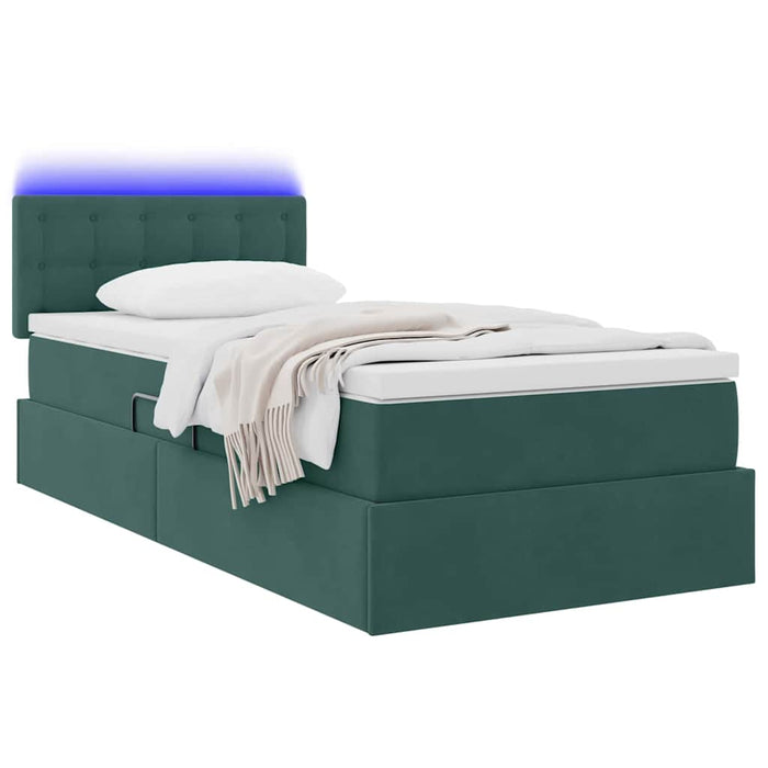 Pat cu saltea și LED cu saltea Verde închis 90 x 200 cm Catifea - WALTI WALTI